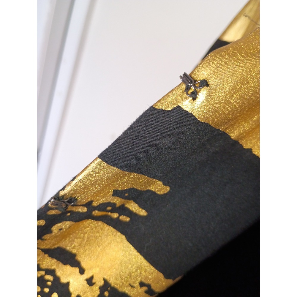 Berek Women Black Gold Metallic Foil Brushstroke Longline Jacket Coat Blazer L - Picture 9 of 13